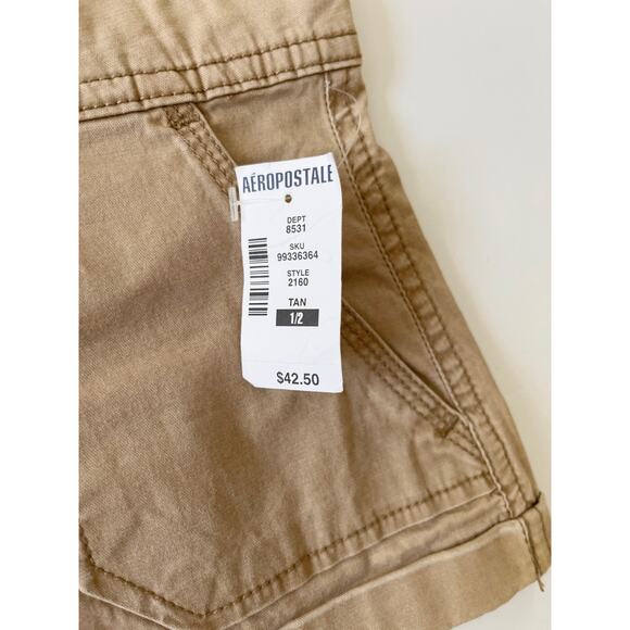 Aeropostale Khaki Low Rise Stretch Shorts Women 1/2 Flap Pockets Country - Picture 5 of 10